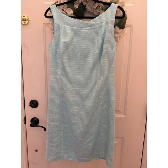 Lilly Pulitzer Patt Dress Women's Size 10 Shorley Blue Textured Classic Luxury - Picture 4 of 12